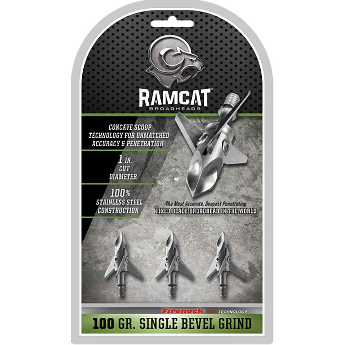 Ramcat Single Bevel Grind 100gr Fixed Broadhead 3 Pack Sportsmans Warehouse 7657
