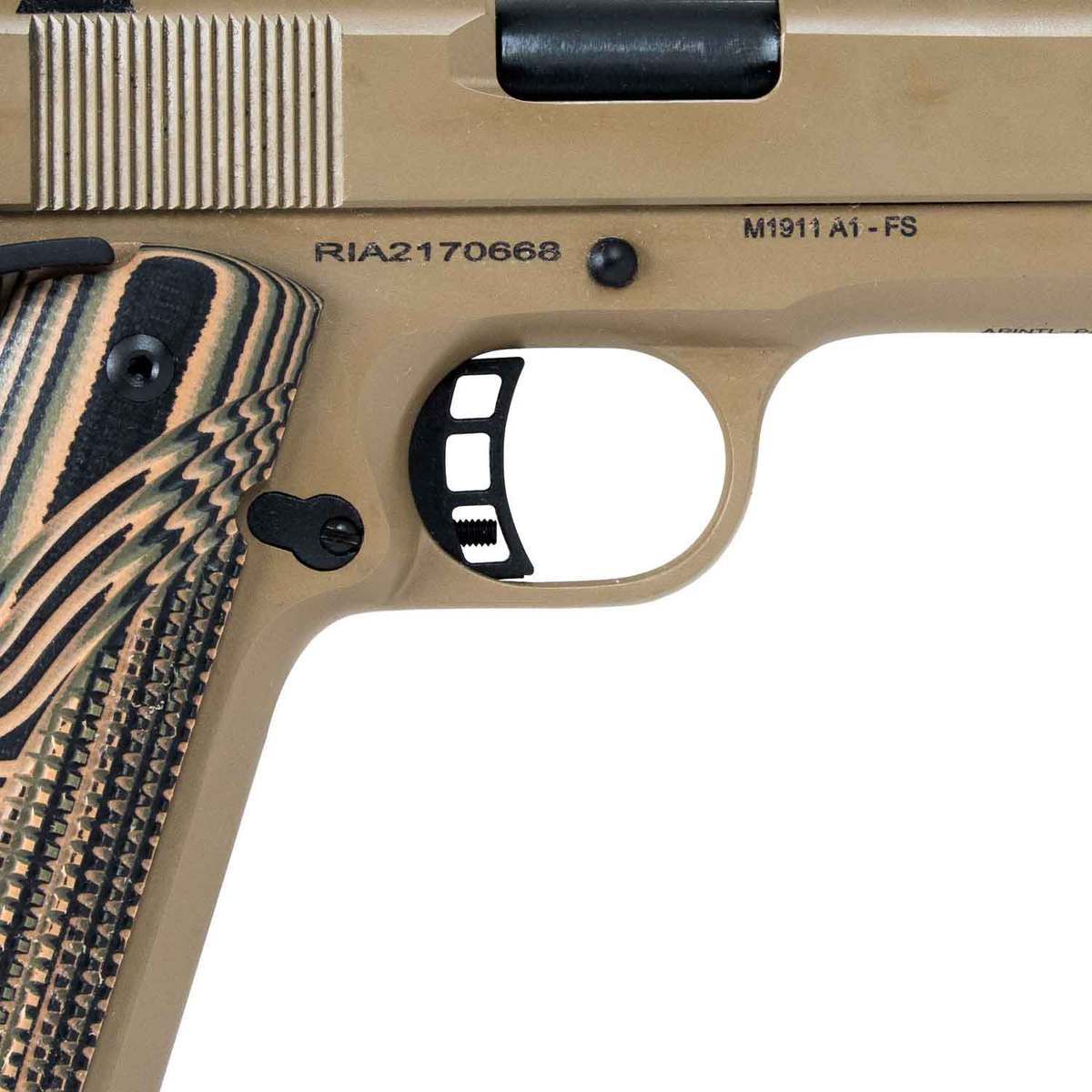 Rock Island M1911 A1 Fs Tactical 45 Auto Acp 5in Camoblack Pistol 81 Rounds Tan 0854