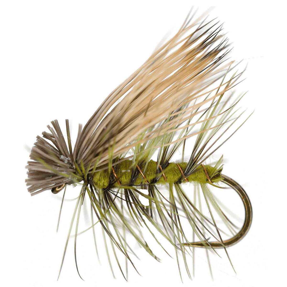 RoundRocks Olive Elk Hair Caddis Dry Fly - 12Pk | Sportsman's Warehouse