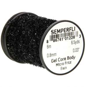 Semperfli Gel Core Body Micro Fritz Fly Tying Chenille - Black, 6.5yds