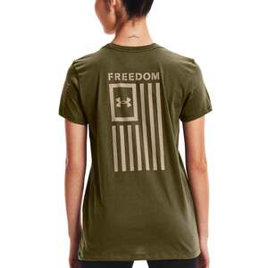 Under Armour Women's Freedom Flag Short Sleeve Casual Shirt - Desert Sand - L