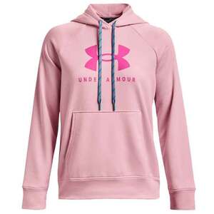 Under Armour Fleece Jacket Womens Large Pink White Outdoors Pullover 1/4  Zip 