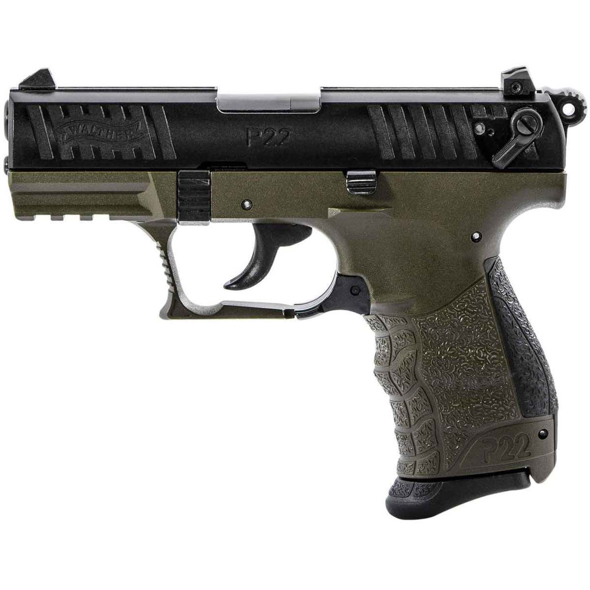Walther P22 Q Military 22 Long Rifle 3.42in Black/OD Green Pistol - 10 ...