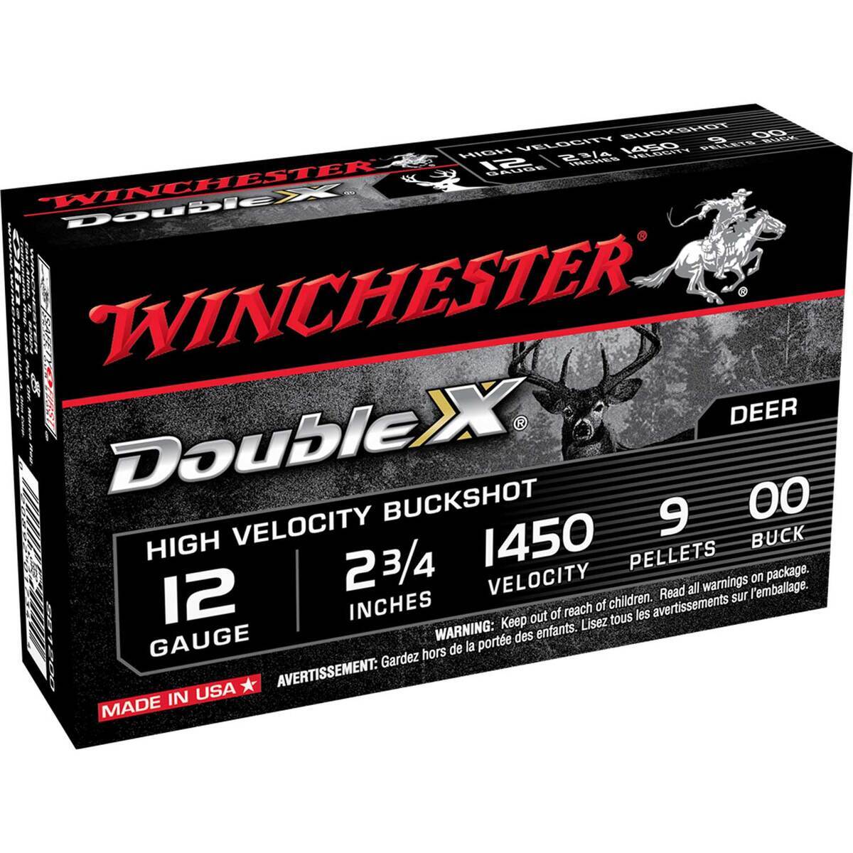 Winchester Double X 12 Gauge 2 34in 00 Buck Shotshells 5 Rounds